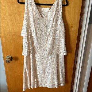 Tommy Hilfiger Cream Lace Midi Dress